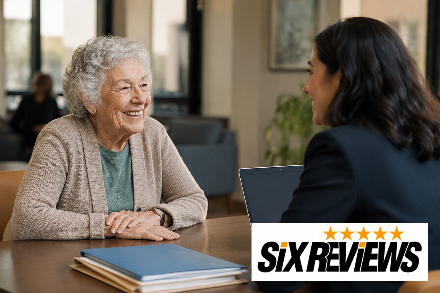 Senior woman getting free Medicare counseling help from a SHIP counselor